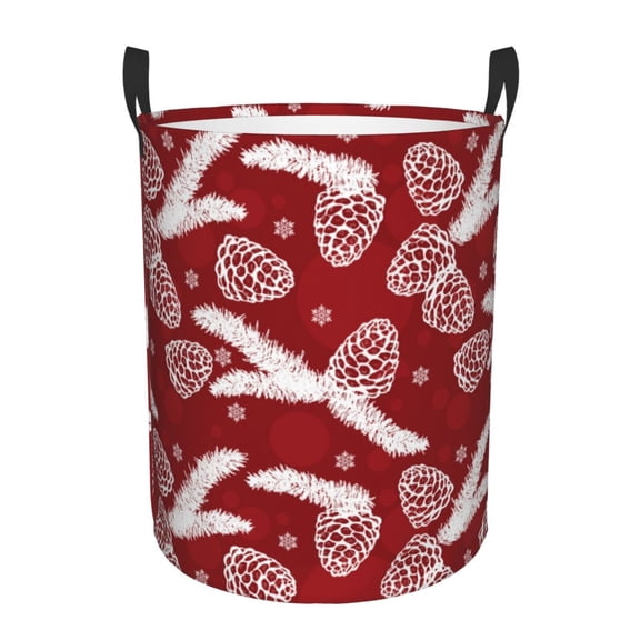 Xecao Christmas Holiday Pinecone Print Laundry Basket,Laundry Hamper Designed for Storage Dirty Clothes Hamper,Collapsible Laundry Baskets-Small