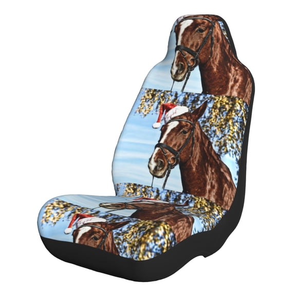 Xecao Christmas Horse for Automotive Seat Covers for Cars Trucks and SUVs – Gray Car Seat Covers for Front Seats, Truck Seat Protectors-1