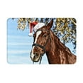 thumbnail image 1 of Xecao Christmas Horse print Flannel Mat: Non-slip, 16x24in. Ideal for kitchen, bedroom, bath & living room., 1 of 9