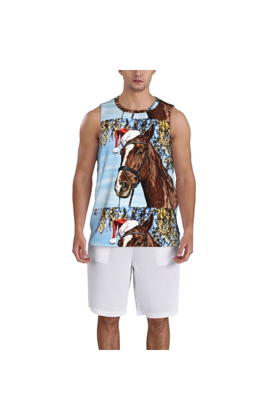 Christmas Horse print basketball shirt for both men and women, a unisex basketball jersey perfect for theme parties-X-Large