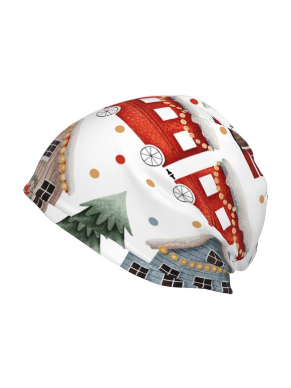 Christmas Houses Print Knit Hat,Winter Beanie for Men Women, Beanie Soft Warm Ski Stocking Cuffed Cap