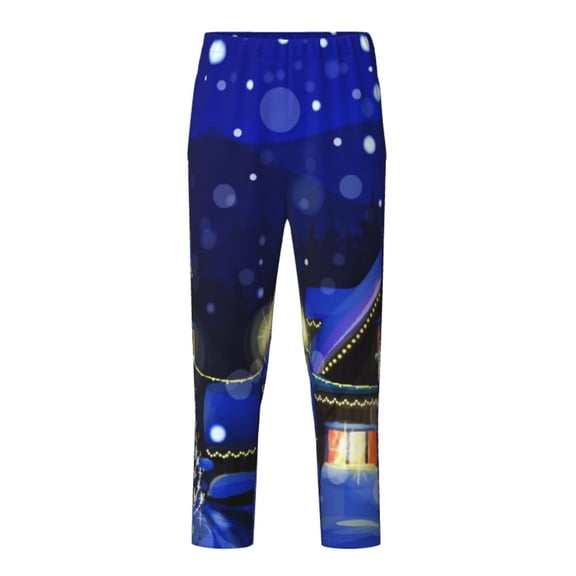 Xecao Christmas Night Print Teenagers' Pajama Pants Long Sleep Pants Soft Elastic Waist Pajama Bottoms Elastic waist with 2 Pockets 5-16 Years-Small