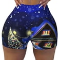 thumbnail image 1 of Xecao Christmas Night Print Workout Shorts for Women Soft Smooth Gym Yoga Scrunch Active Tennis Workout Running Shorts, 1 of 9