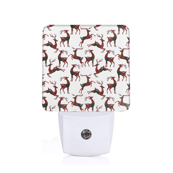 Xecao Christmas Plaid Moose for Night Light - a Wall-mounted LED Fixture with A Dusk-to-dawn Sensor, Ideal for Bedrooms, Bathrooms, Hallways, and Kitchens-US