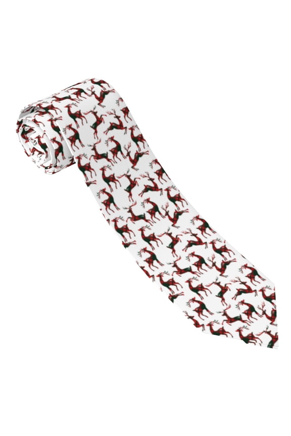 Christmas Plaid Moose Print Tie For Men Necktie Woven Jacquard Neck Ties,Classic Men's Tie