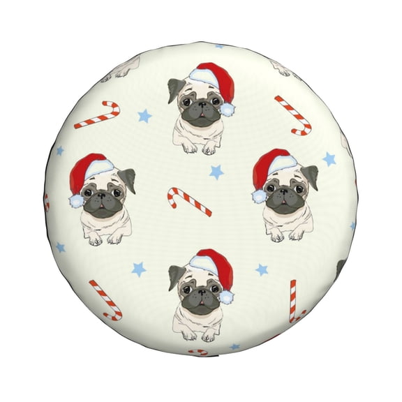 Xecao Christmas Pug Dog for Tire Covers: Waterproof, dust-proof, and universally fitting for trailers, SUVs