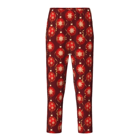 Xecao Christmas Red Balls Print Teenagers' Pajama Pants Long Sleep Pants Soft Elastic Waist Pajama Bottoms Elastic waist with 2 Pockets 5-16 Years-XS(5-6)