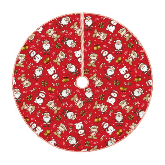Xecao Christmas Santa Cartoon Snowman A Pattern Christmas Tree Skirt Holiday Part Decorations for Christmas Tree, Farmhouse Christmas Decor Xmas Holiday Home Party Decorations-30"
