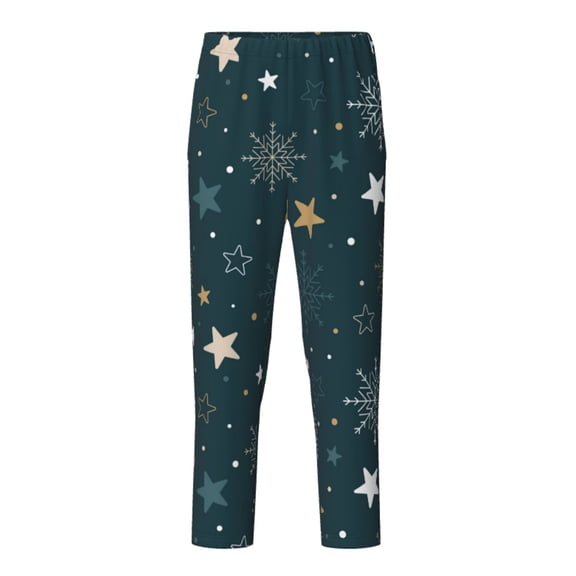 Xecao Christmas Snowflake Print Teenagers' Pajama Pants Long Sleep Pants Soft Elastic Waist Pajama Bottoms Elastic waist with 2 Pockets 5-16 Years-Large