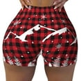 thumbnail image 1 of Xecao Christmas Tree Buffalo Plaid Print Workout Shorts for Women Soft Smooth Gym Yoga Scrunch Active Tennis Workout Running Shorts, 1 of 9