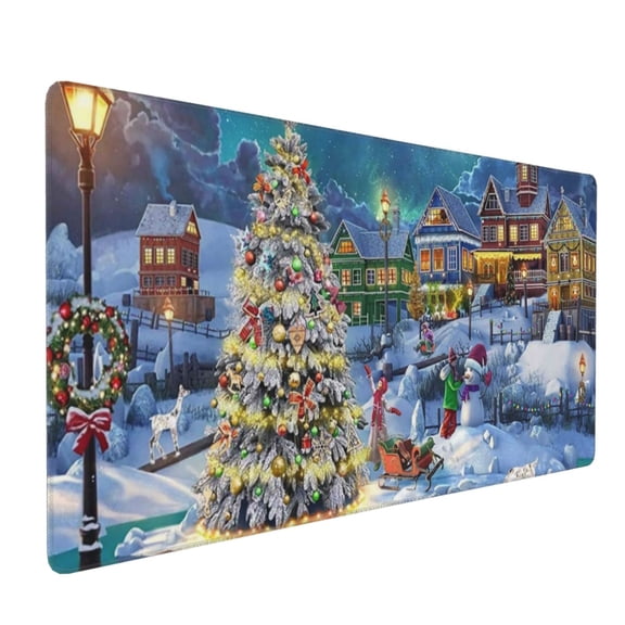 Xecao Christmas Tree Print Large Mouse Pad, 16x35.5in Mousepad, Professional Non-Slip Rubber Base Big Mouse Pad, Mouse Pad for Gaming & Office Full Desk Mouse Pad