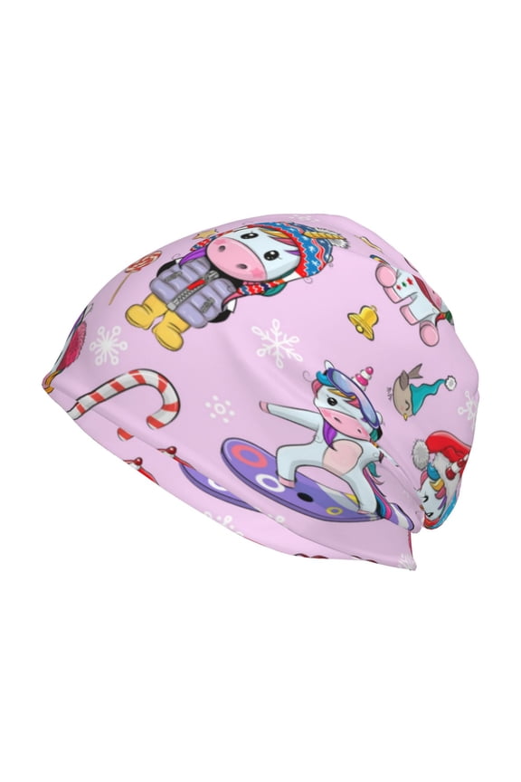 Christmas Unicorns Print Knit Hat,Winter Beanie for Men Women, Beanie Soft Warm Ski Stocking Cuffed Cap