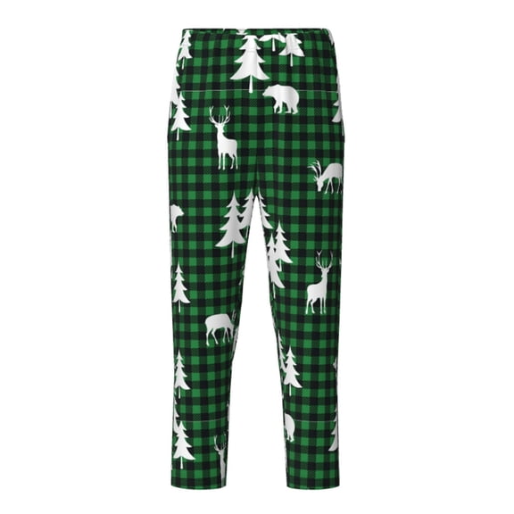 Xecao Christmas tree green plaid Print Teenagers' Pajama Pants Long Sleep Pants Soft Elastic Waist Pajama Bottoms Elastic waist with 2 Pockets 5-16 Years-XS(5-6)