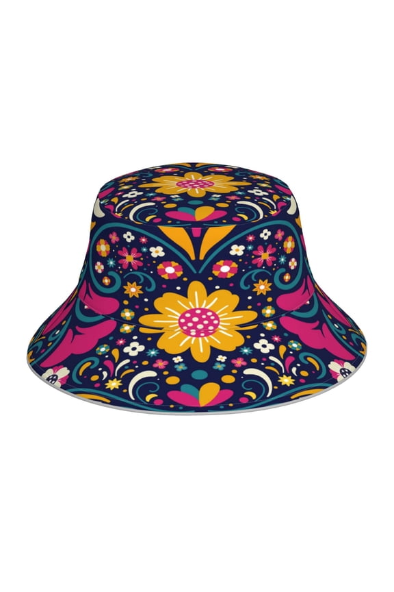 Cinco De Mayo Floral Print Men and Women Night Reflective Hat Runner Cap Visor Bucket Hat Boonie Cap