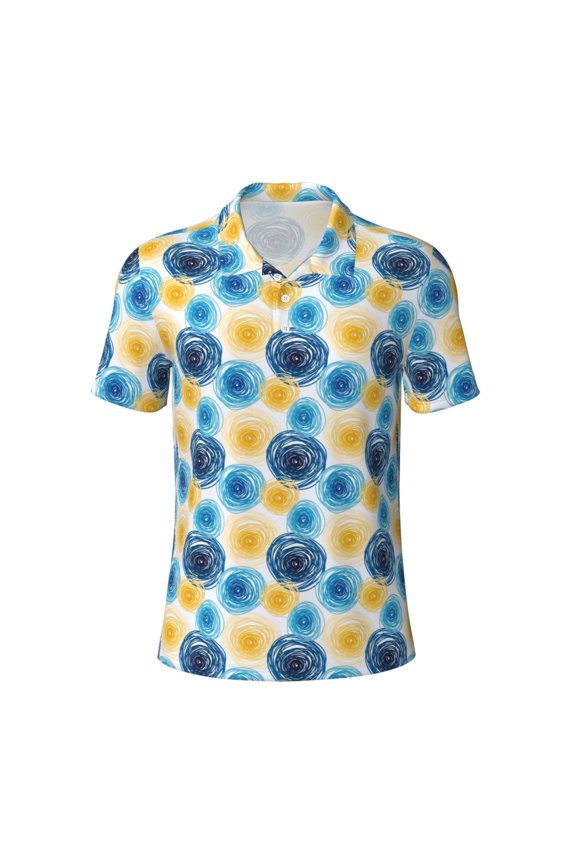 Circular for Mens' Casual Short Sleeve Button-Down Polo Shirts for a Classic Golf Look