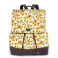 thumbnail image 1 of Xecao Classical Cute Sunflower Print Large Backpack Soft Leather for Women Travel with Compartment, Adjustable Convertible Strap, 1 of 4