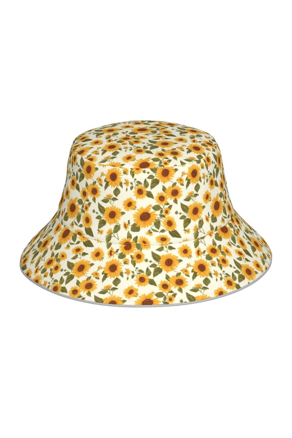 Classical Cute Sunflower Print Men and Women Night Reflective Hat Runner Cap Visor Bucket Hat Boonie Cap