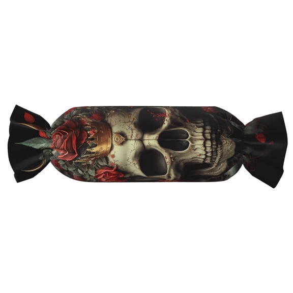 Xecao Classical Rose Crown Skull Print+Candy-Inspired Plush Pillow for Men Women Suitable for Beds, Sofas, Game Rooms Drawstring Closure