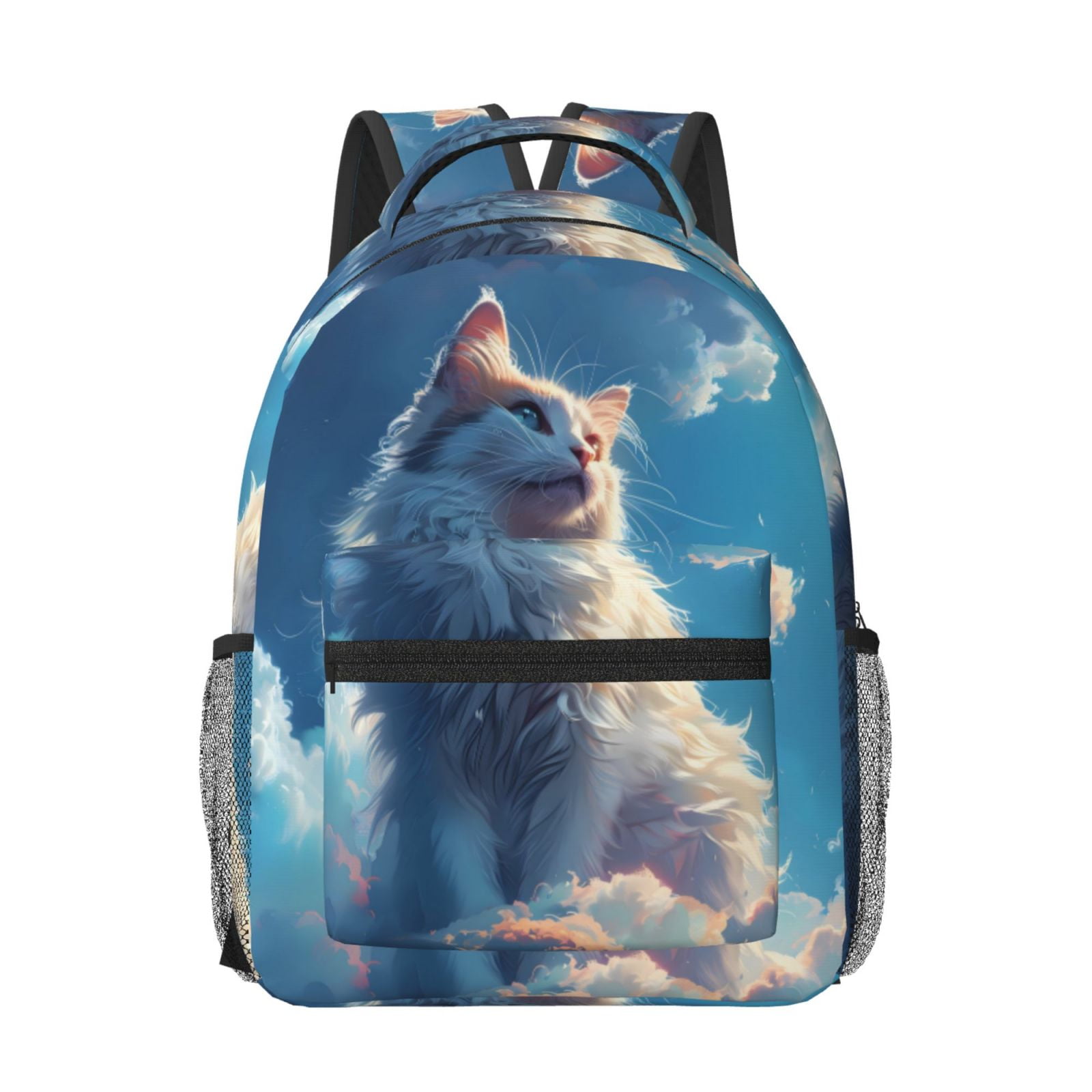Xecao Clear Sky Blue Cat Travel Backpack: A spacious, stylish computer backpack ideal for men and women, perfect for college, school, or daily travels