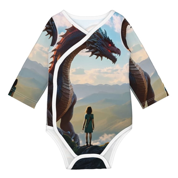 Xecao Clear Sky Mountain Red Dragon Print Baby unisex-baby Cotton Long-sleeve Bodysuits-2 Years