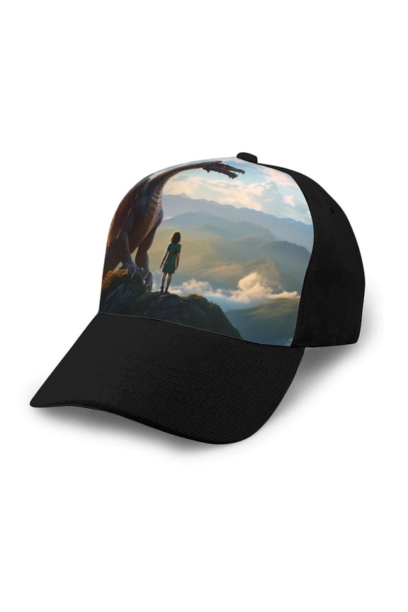 Clear Sky Mountain Red Dragon print unisex vintage washed baseball cap, a soft and adjustable hat perfect for any casual style.