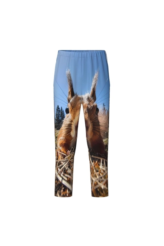 Close-Up Curious Squirrel Print Teenagers' Pajama Pants Long Sleep Pants Soft Elastic Waist Pajama Bottoms Elastic waist with 2 Pockets 5-16 Years-XS(5-6)