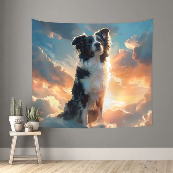 Xecao Cloud Border Collie patten Tapestry 60x51 Inches Wall Hanging Poster Tapestry for Living Room Bedroom Home Decor