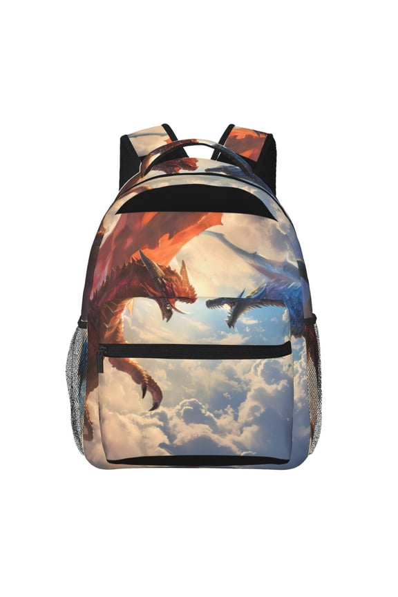 Cloud Red And Blue Dragon Backpack, a stylish and functional choice for both men and women, is the perfect basic bookbag for college, work, or travel