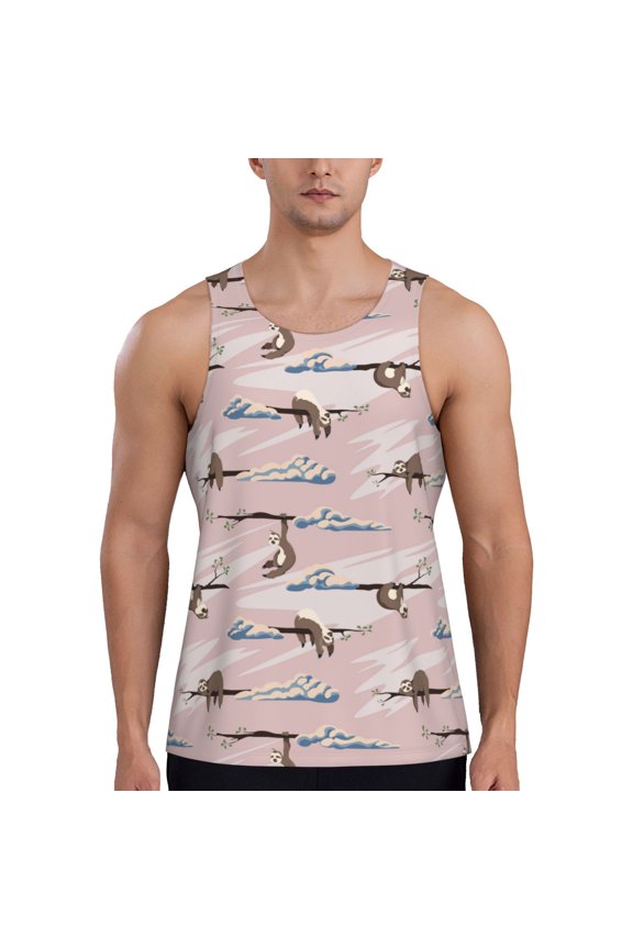 Cloud Sloth Men's Tank Top Workout Quick Dry Sleeveless Gym Jogging Muscle Shirts Summer Swim Beach Tops