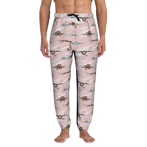 Xecao Cloud Sloth Print Active Tech Joggers for Men, Mens Sweatpants Lounge Pants with Pockets-Small