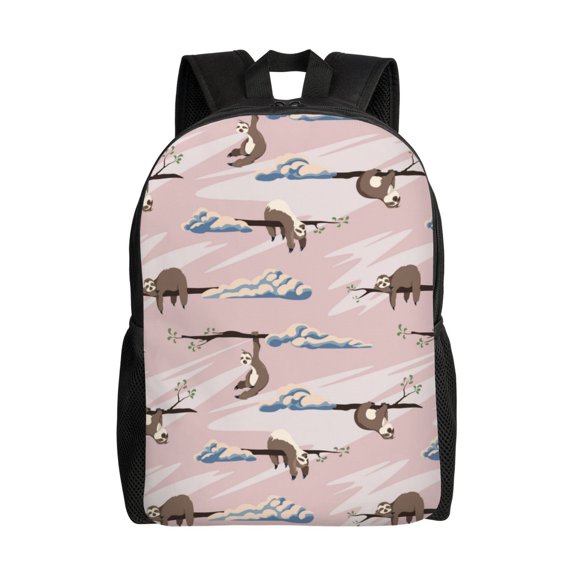 Xecao Cloud Sloth Print School Backpack with Laptop Compartment Small Travel Laptop Backpack for Women Men Waterproof College Backpack Simple School Bag