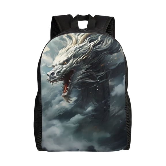 Xecao Cloud White Dragon Print School Backpack with Laptop Compartment Small Travel Laptop Backpack for Women Men Waterproof College Backpack Simple School Bag