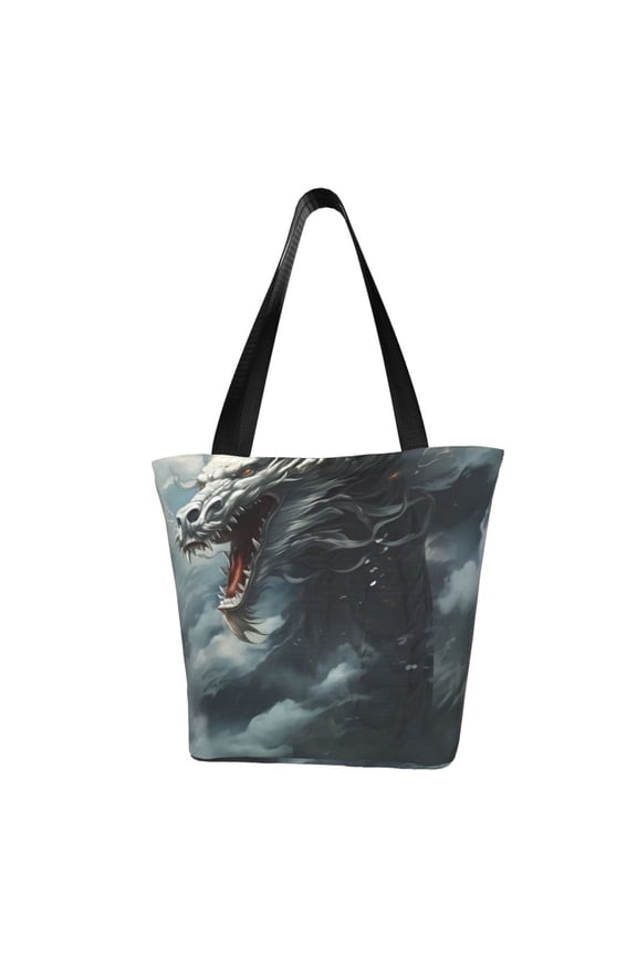 Cloud White Dragon for Tote Bag for Women -Tote Shoulder Bag with A Little Pocket Inside, Perfect for Travel and Work.