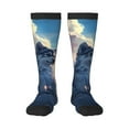 thumbnail image 1 of Xecao Cloud Wolf print thigh-high socks, crafted for both men and women with a stretchy, high-opaque design perfect for daily wear, 1 of 6
