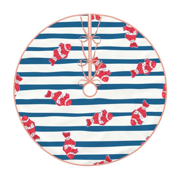 Xecao Clown Fish Pattern Christmas Tree Skirt Holiday Part Decorations for Christmas Tree, Farmhouse Christmas Decor Xmas Holiday Home Party Decorations-36"