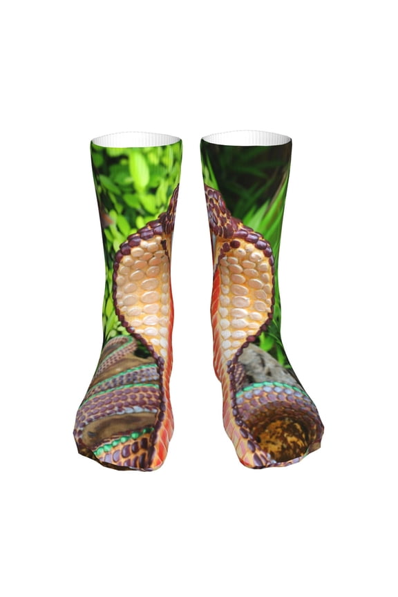 Cobra Snake Print Fashion No Heel Casual Crew Socks Cushioned Breathable for Men Women - Moisture wicking,Not easy to fade Suitable for daily