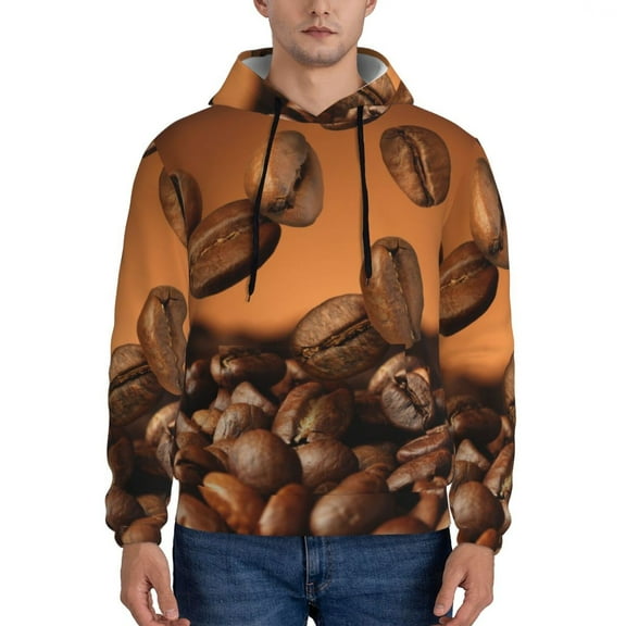 Xecao Coffee Beans Pattern Men's Adult Pullover Hoodie,Hooded Sweatshirt-Small