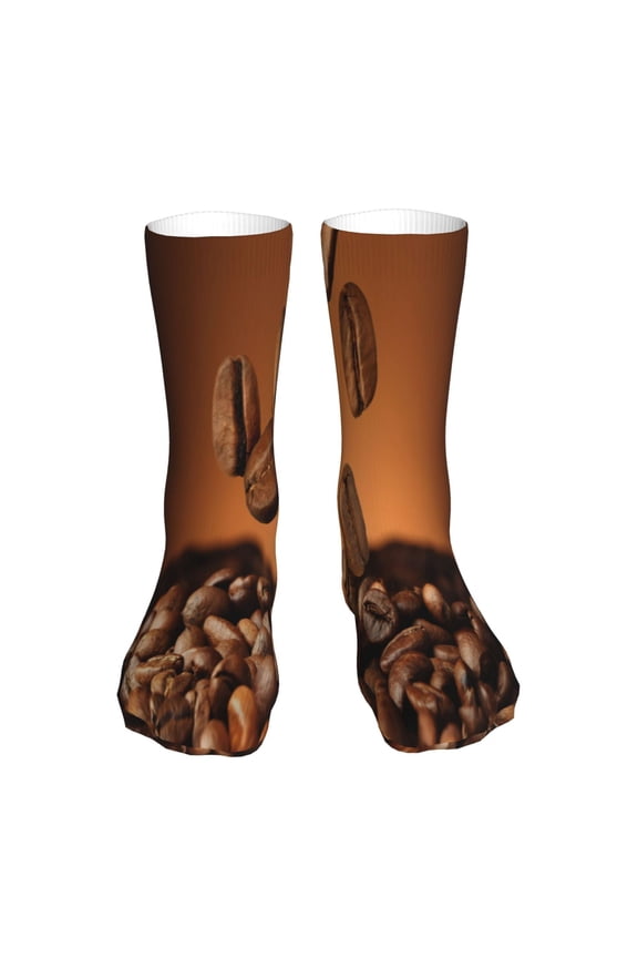 Coffee Beans Print Fashion No Heel Casual Crew Socks Cushioned Breathable for Men Women - Moisture wicking,Not easy to fade Suitable for daily