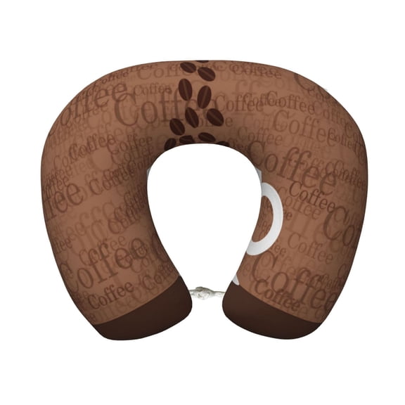 Xecao Coffee Cafe Cup Print Memory Foam Cervical Neck Pillow Versatile U-Shaped Pillows for Home,Office,Camping,Travelling,Soft Washable Cover