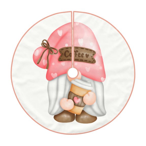 Xecao Coffee Gnome (1) Pattern Christmas Tree Skirt Holiday Part Decorations for Christmas Tree, Farmhouse Christmas Decor Xmas Holiday Home Party Decorations-30"