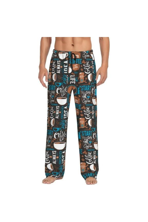Coffee Lover Print Print Men's Straight Lounge Pajama Pants - The Ultimate in Comfortable Sleepwear-XX-Large