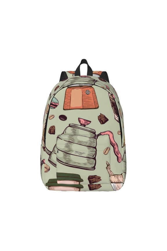 Coffee Makers Macaroons Chocolate for Canvas College Laptop Backpack, Durable Rucksack Travel Notebook Bag School Backpack Book Bag for Men Women