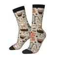 thumbnail image 1 of Xecao Coffee Makers Macaroons Chocolate Pattern Sport Socks for Women and Men Crew Socks Sporty Calf Socks Casual Socks, 1 of 6