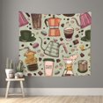thumbnail image 1 of Xecao Coffee Makers Macaroons Chocolate patten Tapestry 60x51 Inches Wall Hanging Poster Tapestry for Living Room Bedroom Home Decor, 1 of 6