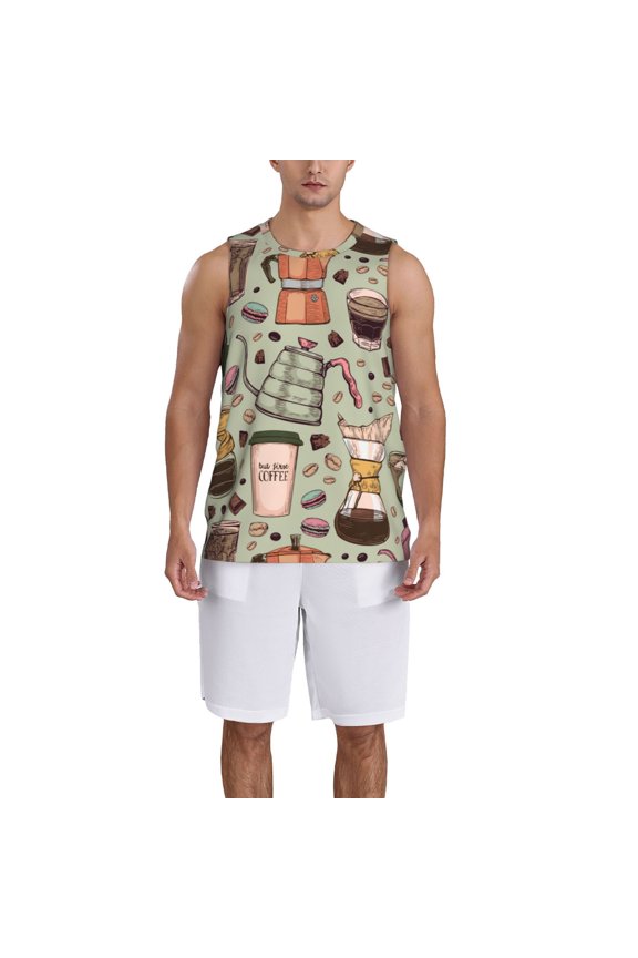 Coffee Makers Macaroons Chocolate print basketball shirt for both men and women, a unisex basketball jersey perfect for theme parties-3X-Large