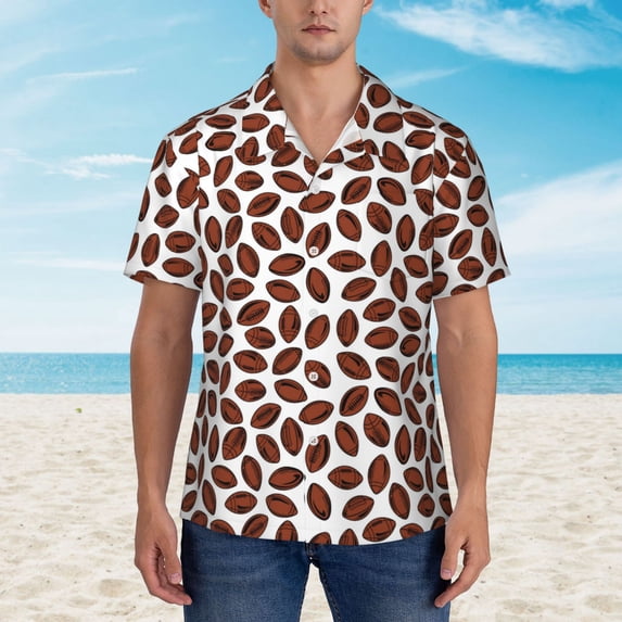 Xecao Coffee Rugby print Hawaiian shirt - a stylish short-sleeve button-down for men, perfect for casual beach and tropical outings.