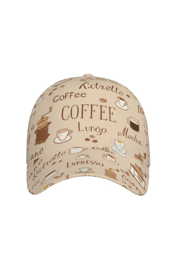 Coffee Time for Baseball Cap: Unisex, crafted from classic polyester twill fabric, featuring a soft unconstructed design