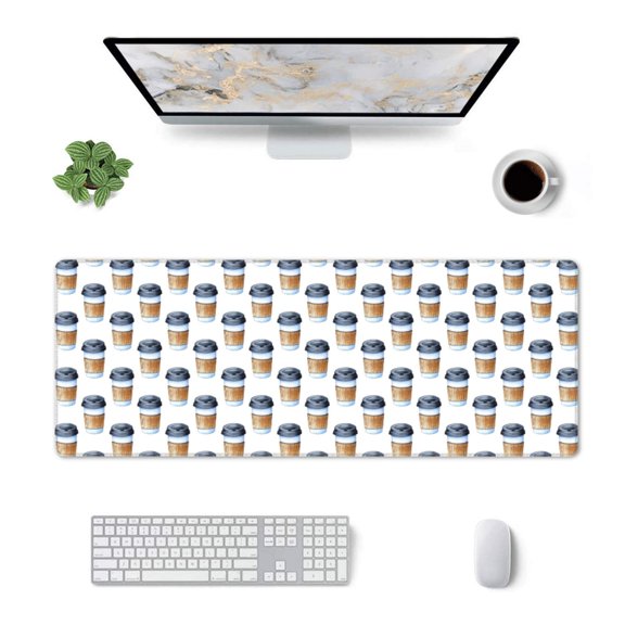 Xecao Coffee To Go Pattern for Mouse Pad - Waterproof Extended Contour Mouse Mat, Large Gaming Mousepad Laptop Keyboard Mat with Non-Slip Rubber Base