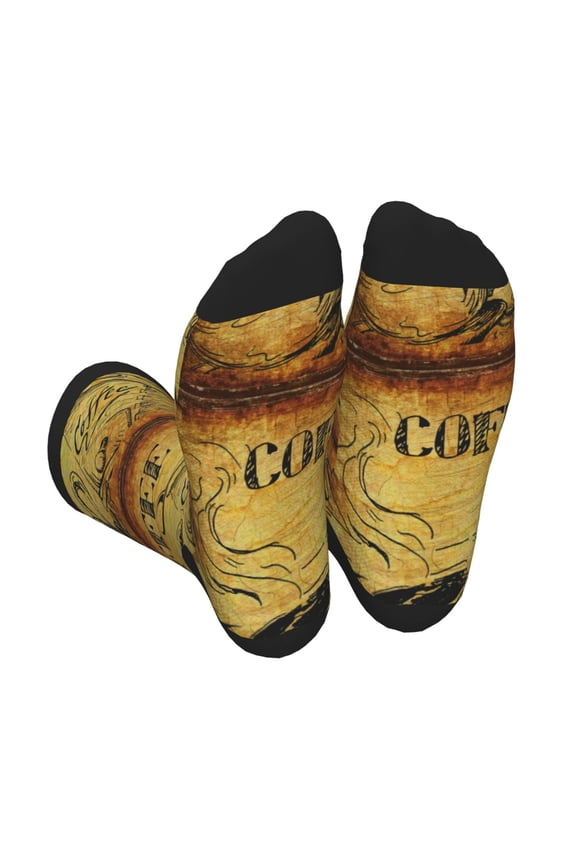Coffee Vintage Print Crew Socks for Men and Women, Men's Soft Moisture-wicking Sock