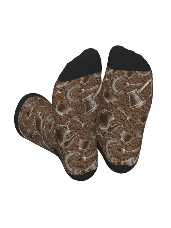 Xecao Coffee pots Print Crew Socks for Men and Women, Men's Soft Moisture-wicking Sock